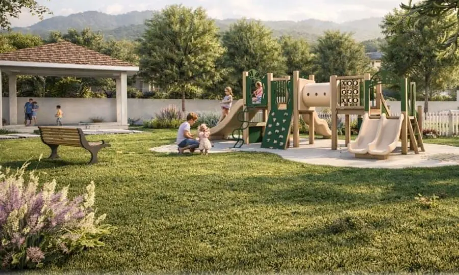 Artist's impression of the park and children's playground at The Vale, Freeport